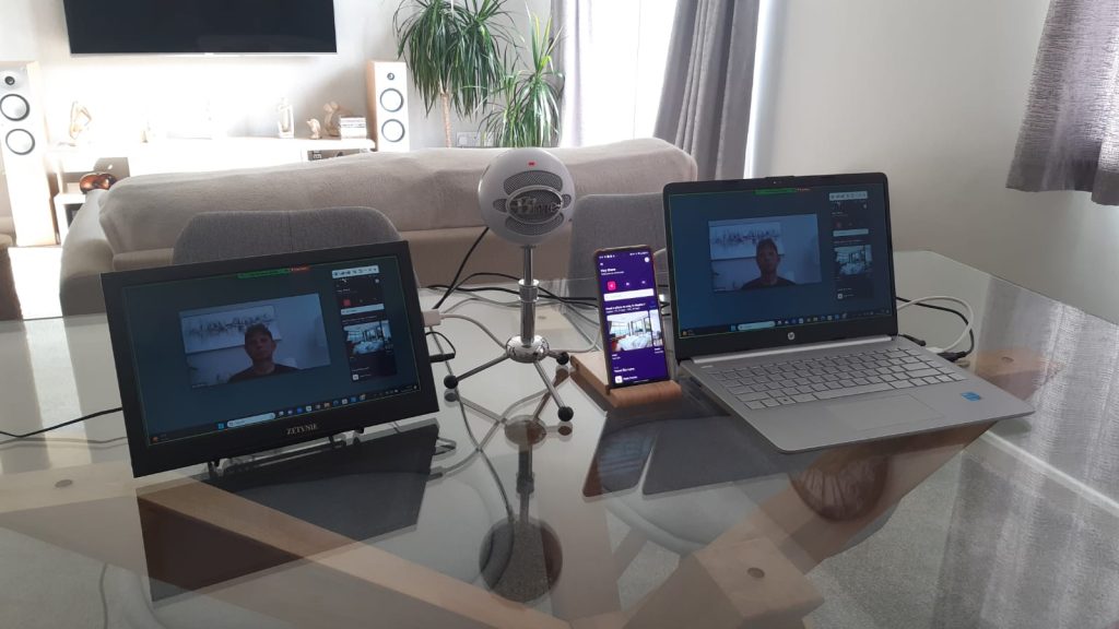 Setting up the test equipment.